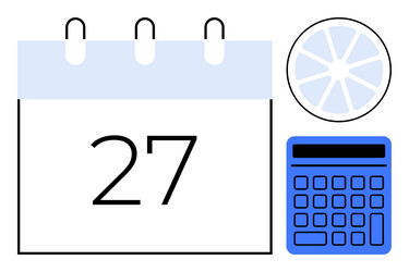 calendar with date pie chart and calculator vector image