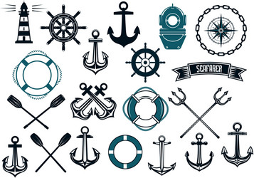 Nautical Icons & Elements Vector Image