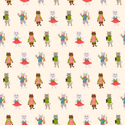seamless pattern with cats in clothes vector image