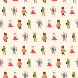 Seamless pattern with cats in clothes vector