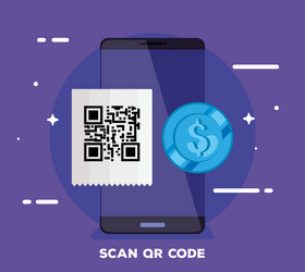 smartphone with scan code qr and icon vector image