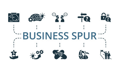 Business spur icon set monochrome simple vector