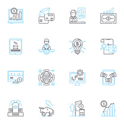 Data insights linear icons set analytics trends vector