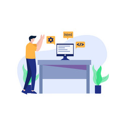 developer resets designs discusses and makes vector image