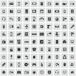 Electronics 100 icons universal set for web and ui vector