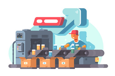 Factory Worker on Sorting Line vector image
