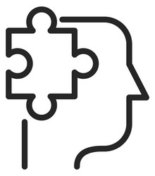 Problem solving line icon head with puzzle piece vector