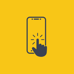 Click button on screen smartphone symbol in flat vector