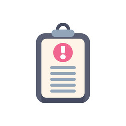 clipboard showing warning message with exclamation vector image