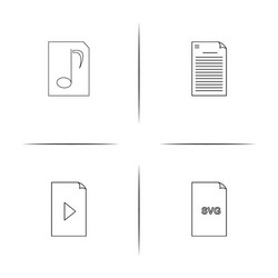 files and folders sign simple linear icons set vector image