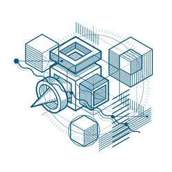 isometric abstract background with linear vector image