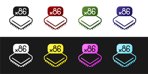 set computer processor with microcircuits cpu icon vector image