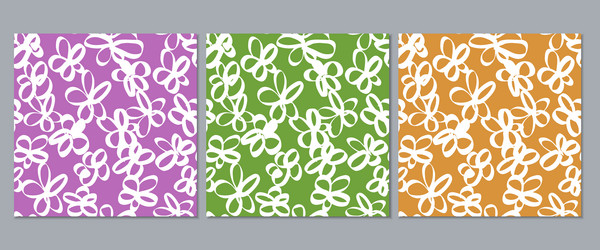 set of three seamless abstract floral patterns vector image