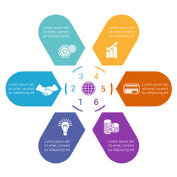 Six Arrows in Circle - Infographic Template vector image