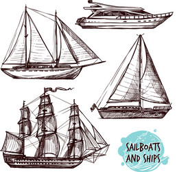 Vintage Wooden Sailing Ships Royalty Free Vector Image