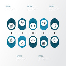 Trade outline icons set collection of global vector