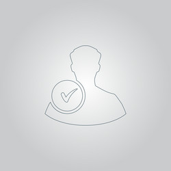 user profile sign web icon with check mark glyph vector image