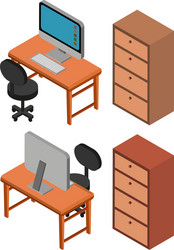 3d design for computer on table vector