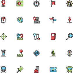 bundle maps and navigation icons vector image