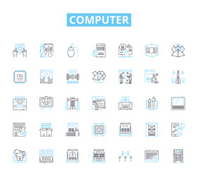 computer linear icons set keyboard screen mouse vector image