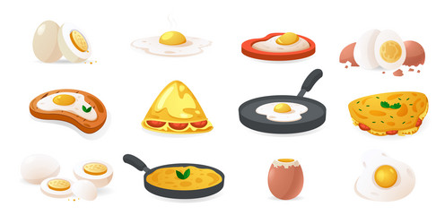 Delicious Cooked Eggs - Various Styles vector image