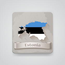 icon of estonia map with flag vector