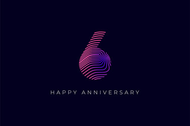 numeric design with line curve 6th happy vector image