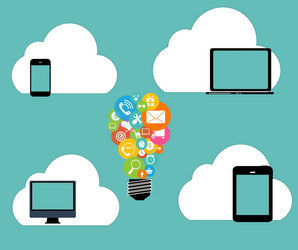 cloud computing concept on different electronic vector image