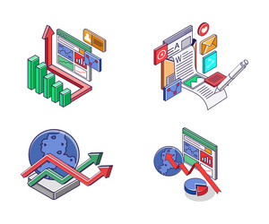 icon set for smartphone developer analytics vector