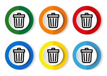 recycle icon set colorful buttons in 6 color vector image