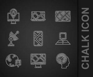 set city map navigation monitor with location vector image