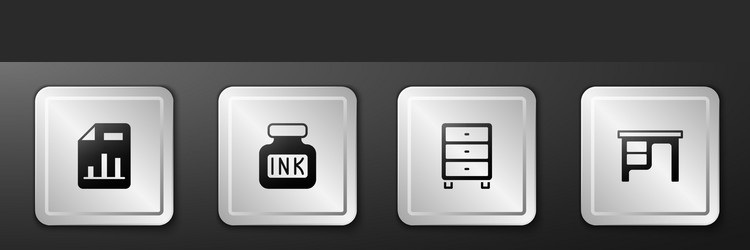 set document with graph chart inkwell archive vector image