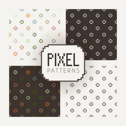 set of seamless patterns pixel elements vector image