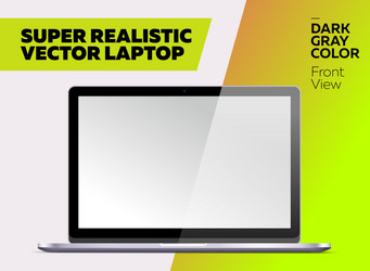 super realistic notebook with blank screen vector