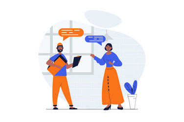 delivery service web concept with character scene vector image