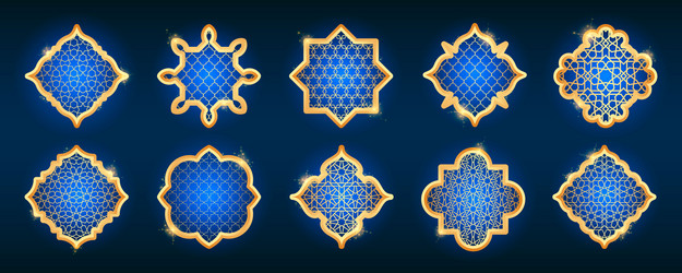 Islamic frame shapes set ramadan window Royalty Free Vector