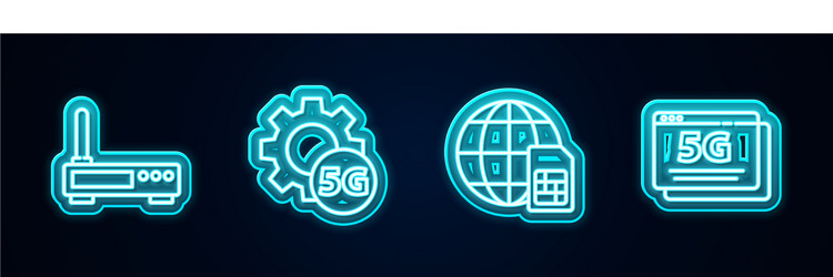 set line router and wi-fi signal setting 5g vector image
