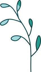 aquamarine hand drawn silhouette branch vector