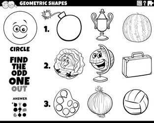 circle shape objects educational task coloring vector