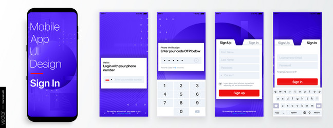 design mobile application ui ux set vector image