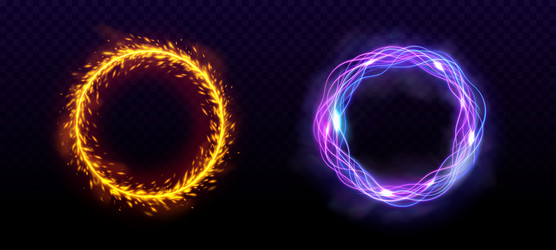 Electric Fire Portal - Magic Round Vector Image