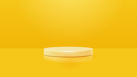 empty yellow illuminated room with circle platform vector image