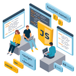javascript programming language isometric vector image