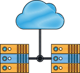 Servers linked web hosting icon image vector