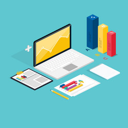 web of analytics process with laptop vector image