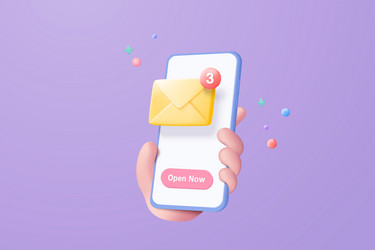 3d mail envelope icon with notification new vector image