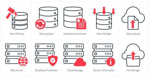 a set of 10 seo icons as data mining update vector image