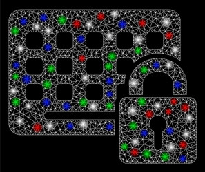 bright mesh wire frame keypad locked with light vector image