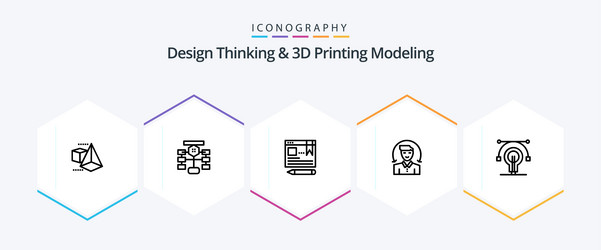 design thinking and d printing modeling 25 line vector image