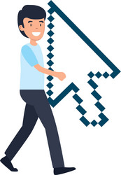 Man lifitng arrow mouse pointer vector